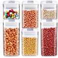 thumbnail image 1 of Juego de recipientes de almacenamiento con tapa, 6 piezas, recipientes de almacenamiento de alimentos, cajas herméticas, recipientes de plástico para alimentos, con etiquetas de pizarra y rotulador, 1 of 7