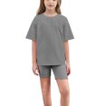 thumbnail image 5 of Lovzfmll 2-Piece Sparkle Yoga Set, Short Sleeve Glitter Top & Shorts for Boys & Girls, Casual Outfits for Kids 5-6 Years, 5 of 8