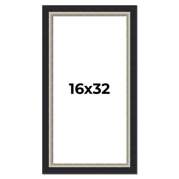 16x32 Frame Black Real Wood Picture Frame Width 2.25 Inches | Interior Frame Depth 0.5 Inches |