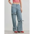 thumbnail image 2 of Baggy Jeans for Women Low Waisted Wide Straight Leg Bow Jeans Denim Pants, 2 of 6