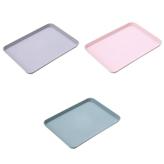 MesaSe 3 Pcs Nordic Rectangular Tea Tray Plastic Storage Tray Home Kitchen Fruit Dessert Tray Small