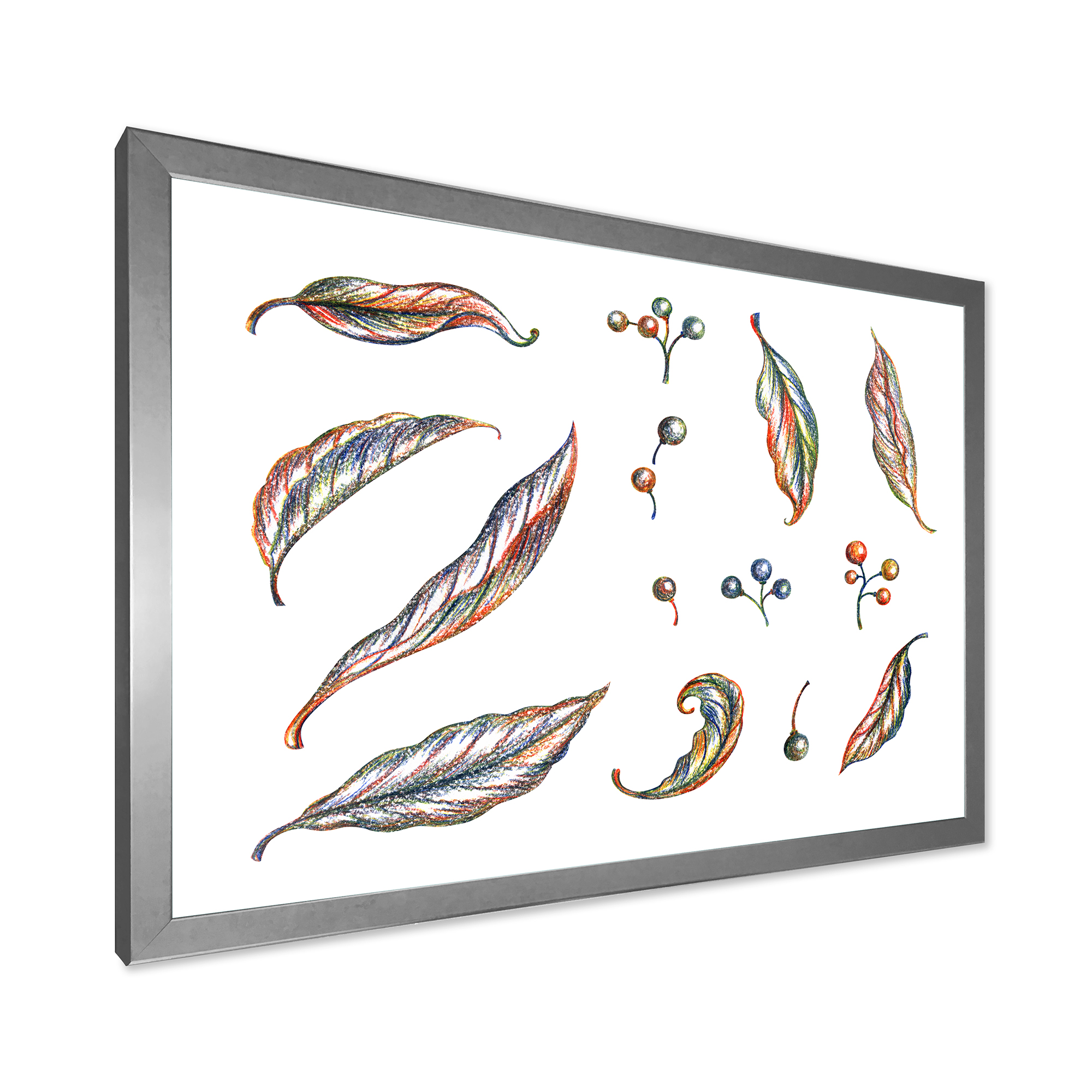Designart 'Leaves and Berries Of Wild Grapes' Bohemian & Eclectic Framed Art Print