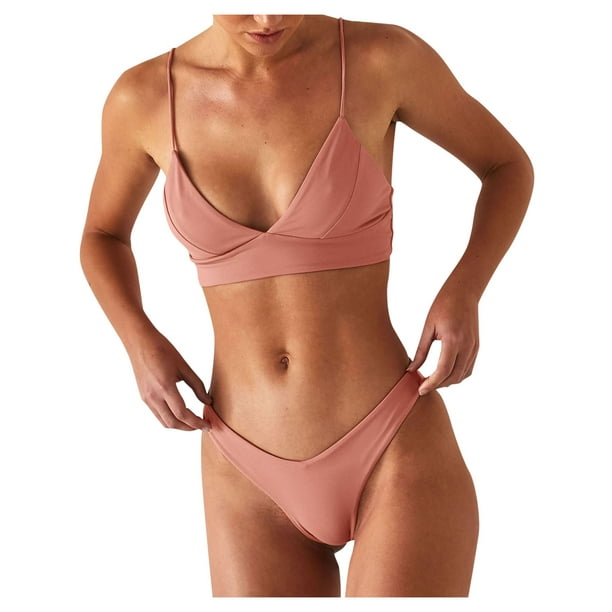 Swimming Sports Bra Women's Bikini Set Solid Color Sexy Triangle Swimsuit  Lace Up Two Piece Bathing Bathing (Pink, XL) : : Clothing, Shoes &  Accessories