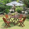 Delahey 5-Piece Set With Blue and White Striped Umbrella