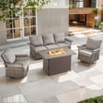 thumbnail image 3 of POCASSY Outdoor Furniture Set with Fire Pit Table - Patio Furniture Set with Outdoor Couch Swivel Patio Chairs and 50000BTU Fire Pit, Wicker Patio Furniture Set for Backyard Porch, Gray, 3 of 15