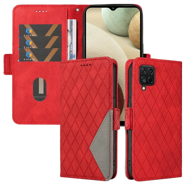 Compatible with Samsung Galaxy A12 PU Leather Wallet Case with Card Holder Magnetic Closure Cover