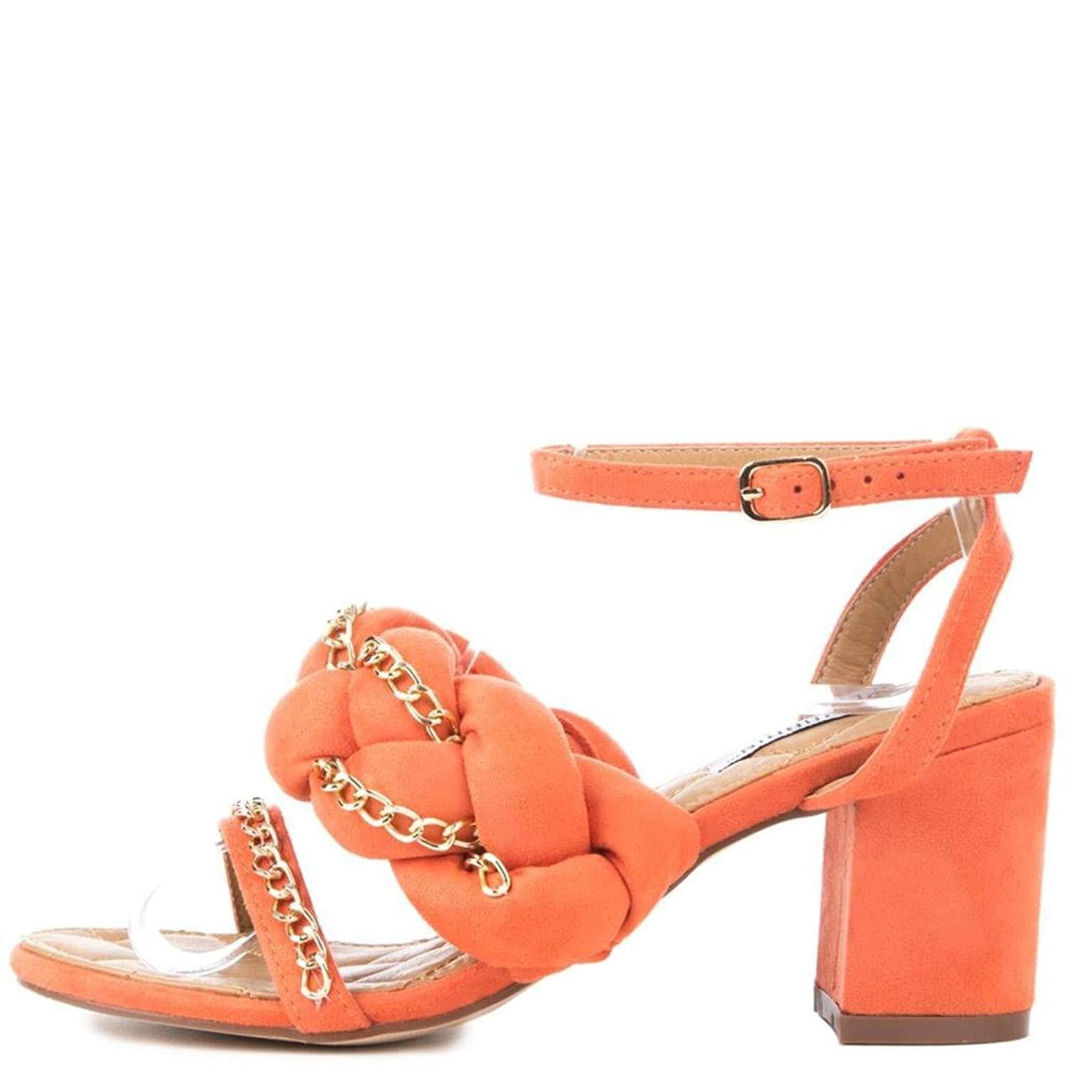 orange chain heels