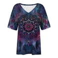 thumbnail image 4 of Sakmal Purple Womens Tops Under $5 Short Sleeve Floral V-Neck Vintage Asymmetrical T-Shirts Ladies Tops Under $5, 4 of 5