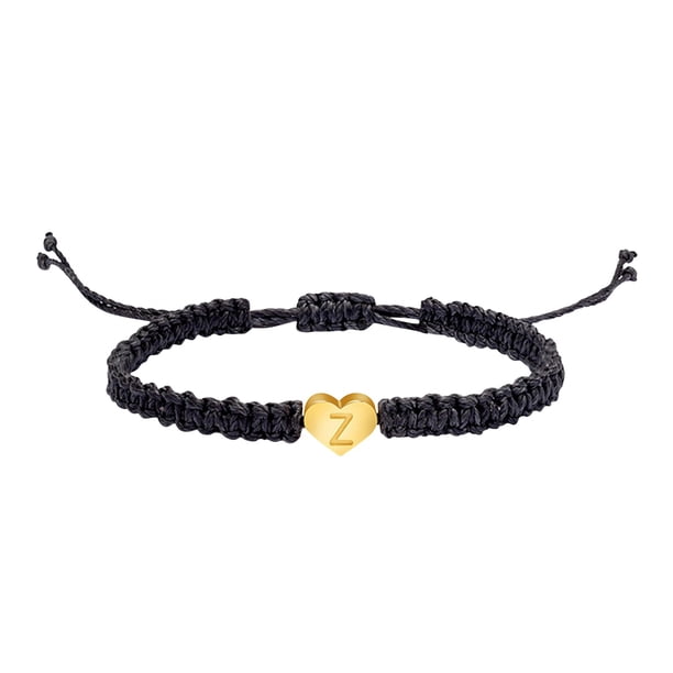 26 pulsera inicial 18K chapado en oro letra pulsera tejida delicado corazón encanto pulsera pulsera tejida para los hombres las mujeres las niñas