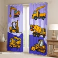 thumbnail image 2 of Manfei Equipment Truck Blackout Curtains Set of 2 (52x84 Each),Cartoon Bulldozer Window Curtains,Purple Yellow Curtains and Drapes For Boys Teens,Breathable Home Decor, 2 of 6