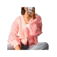 thumbnail image 3 of hirigin Women Button Down Sweaters Jacket Solid Color Casual Fluffy Knitted Crop Cardigan Streetwear, 3 of 9