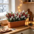 thumbnail image 6 of Christmas Artificial Flower Arrangement, Frosted Cedar Picks with Red Berries for Garden Home Living Room Balcony Decor, 6 of 8