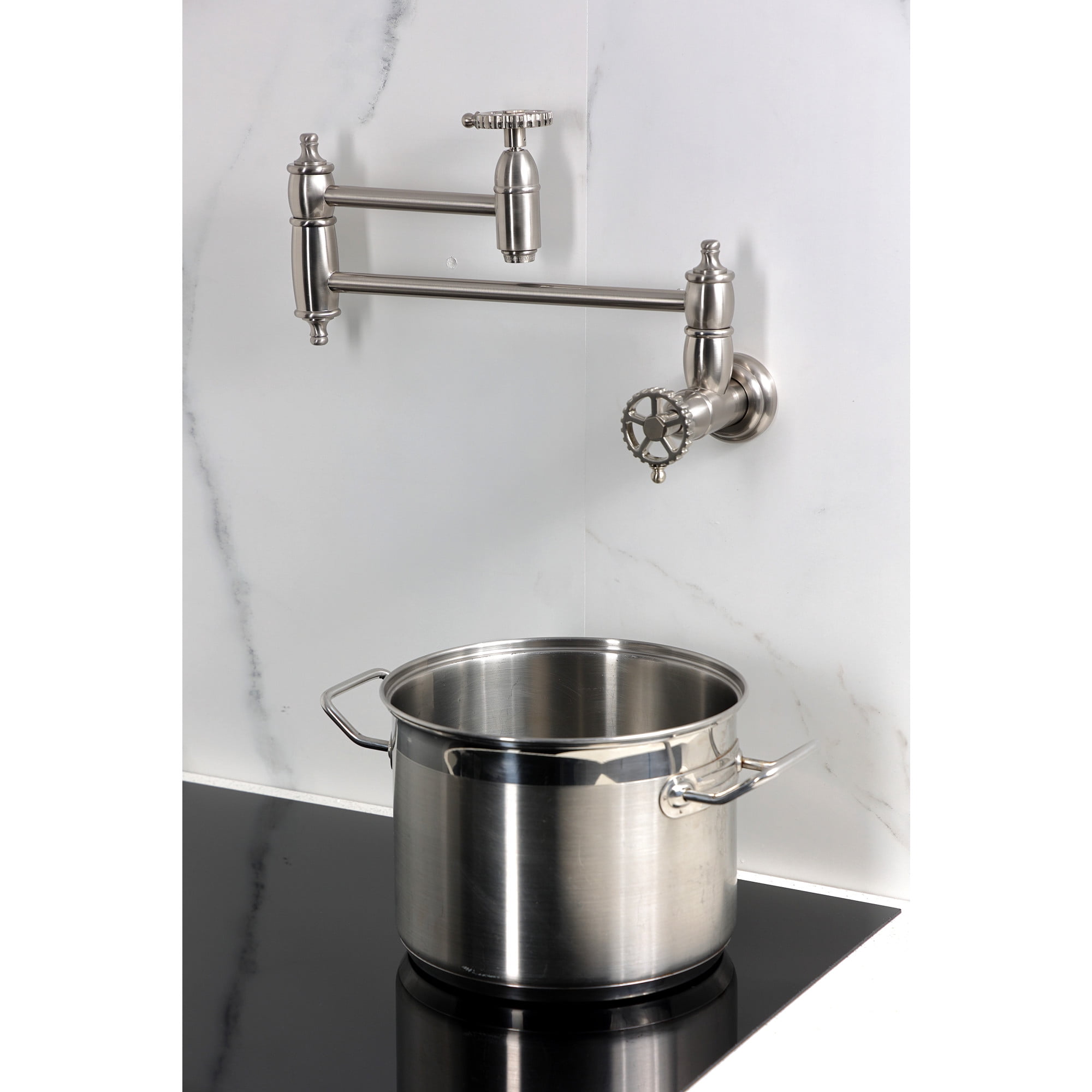 Kingston Brass KS3108CG Fuller Wall Mount Pot Filler Faucet, Brushed Nickel