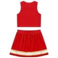 thumbnail image 5 of renvena Youth Girls Cheerleading PerformanceDancewear Cheer Sequins Printed Crop Top with Mini Skirt Cheer leader Uniform A Red 12, 5 of 7