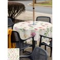 thumbnail image 4 of Outdoor Tablecloth with Umbrella Hole and Zipper, Pink Spring Floral Square Table Cloth 54x54 Inch Waterproof Tablecloth, Flowers Elegant Pastoral Botanical Picnic Table Cover for Patio Camping, 4 of 7