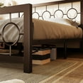 thumbnail image 4 of Amolife Queen Size Bed Frame, Heavy Duty Metal Platform Bed with Vintage Circular Headboard & Footboard, Brown, 4 of 10