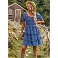 thumbnail image 6 of AICARE Summer Casual Dresses for Women Floral Pattern Ruffle Short Sleeve A Line Flowy Mini Dress, 6 of 10