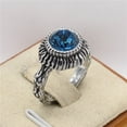 thumbnail image 2 of HIJONES Women Men's Gemstone Sun Ring Band Stainless Steel Vintage Cubic Zircon Jewelry Blue Size 7, 2 of 3