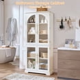 thumbnail image 5 of Joaxswe 72" Tall Arched Cabinet with Glass Doors Set 2, 69" Pantry Storage Cabinets with Adjustable Shelves, Accent Cabinet for Bedroom, Home Office, White, 5 of 9