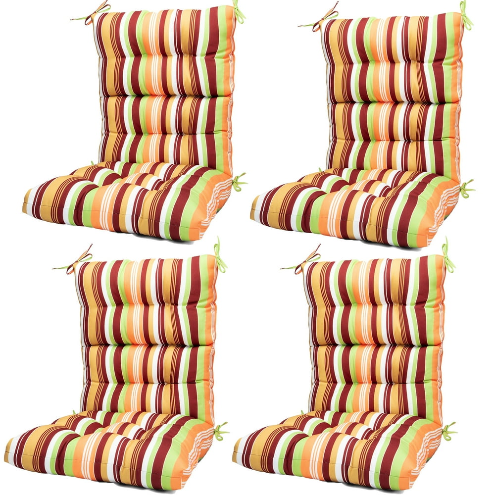 Set of 4 Outdoor Dining Chair Cushion High Back Solid Chair Cushion
