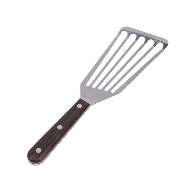 Espátula de acero inoxidable para barbacoa, multifunción, para cocina, para filetes, pescado frito, con ranuras (tamaño pequeño)