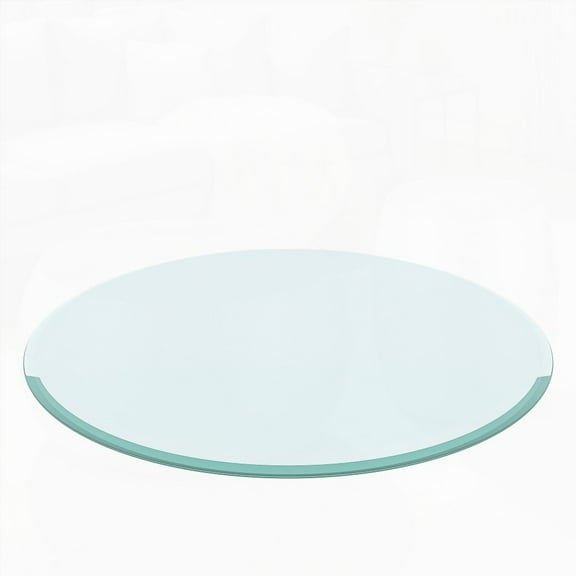 24" Round Coffee Table with 2/5 Inch Thick Tempered Glass and Polished Beveled Edge