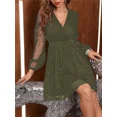 thumbnail image 2 of Vestido de manga larga con empalme de malla elegante para mujer, vestido de fiesta a la moda con purpurina, cuello en V profundo, vestido Midi de cintura alta para mujer, 2 of 4