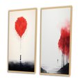 thumbnail image 3 of Designart "Tender Red Serenity Minimal Watercolor II" Abstract Landscape Framed Wall Art Set Of 2 - Modern Red Framed Canvas Set For Living Room Decor, 3 of 6