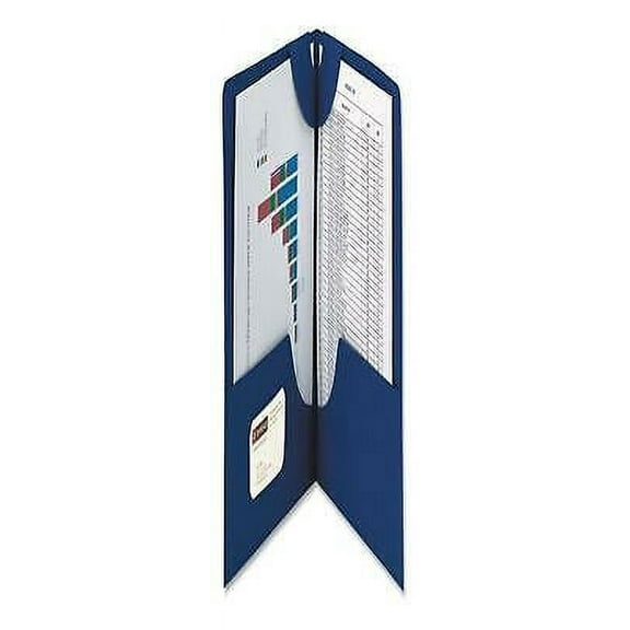 1PK Lockit Two-Pocket Folder, Textured Paper, 100-Sheet Capacity, 11 x 8.5, Dark Blue, 25/Box