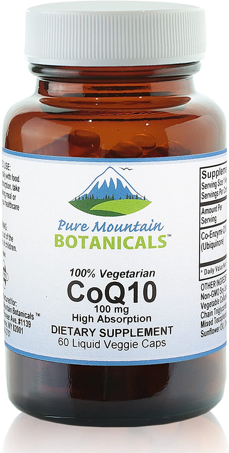 Coq10 Ubiquinone Coenzyme Q10 Vegan Capsules Herbal Supplements, 60 Softgels (100 mg)