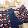 thumbnail image 4 of Castle Fairy Football Soccer Basketball Baseball Twin Bedding 7-Piece, Sport Theme Bedding Comforter Set, Blue White,Navy Blue Reversible, 4 of 7