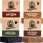 Dr. Squatch Bar Soap for Men - Cold Process, No Harsh Chemicals - Pine Tar, Wood Barrel Bourbon, Cold Brew Cleanse, Bay Rum (5 oz, 4-Pack)
