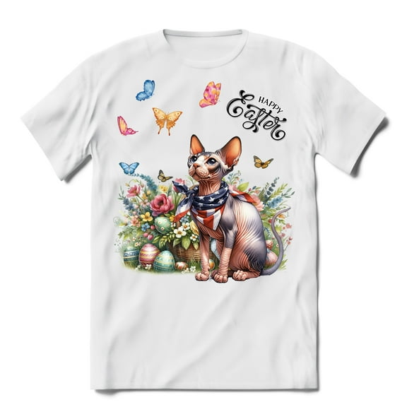 Sphynx Celebrates Spring and Enjoys a Happy Easter Shirt T-shirt Unisex Merch Cat Lover Kitten Owner Gifts Idea - 02001