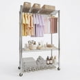 thumbnail image 1 of Garvee Rolling Clothes Rack, Adjustable Garment Rack, Wheels and Hooks, 45.2 x 15.8 x 75.7", Silver, 1 of 9