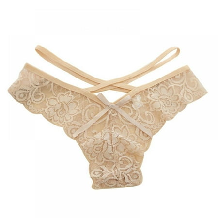 

Women Low Waist Lace Thin Cross Strap Panties
