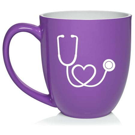 

Heart Stethoscope Nurse Doctor Ceramic Coffee Mug Tea Cup Gift for Her Sister Wife Boss Coworker Friend Birthday Cute Graduation Housewarming Physician (16oz Purple)