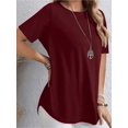 thumbnail image 3 of MORTTIC Women's Plus Size Summer Tee Casual Short Sleeve Loose Fit Top with Button Back and Crew Neck, S-5XL, 3 of 4