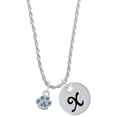 thumbnail image 1 of Delight Jewelry Silvertone Mini Paw with Blue Crystals Silvertone Script Initial Disc - X - Charm Necklace, 20"+3", 1 of 1