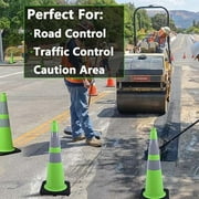 BESEA 8 Pack 28 inch PVC Traffic Cones, Green Safety Cone with 6 inch Reflective Collar for Driveway