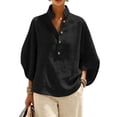 thumbnail image 5 of Women's Cotton Linen Shirts Summer Half Sleeve V Neck Casual Blouse Top, 5 of 9