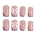 thumbnail image 1 of 24-Piece Short Glossy Nails - Leopard Print with Bow, Removable, Wearable, Stylish Design, Easy Application, 1 of 6