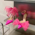 thumbnail image 1 of Tacones con lazo alto para mujer, sandalias con punta en pico, boca poco profunda, estilete, sexys, con correa de una palabra, sandalias de moda para mujer-39 yardas, 1 of 5