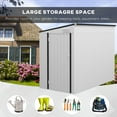 thumbnail image 4 of Outdoor Storage Shed Outsunny 4' x 7.7' Metal Outdoor Storage Shed, Lean to Storage Shed, Garden Tool Storage House with Lockable Door and 2 Air Vents for Backyard, Patio, Lawn, White,Small Storage S, 4 of 8