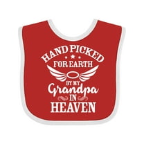 Inktastic Handpicked for Earth by My Grandpa in Heaven Angel Wings Boys or Girls Baby Bib