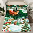 thumbnail image 2 of Manfei Happy Christmas Full Size Sheets,Cartoon Snowman Bed Sheets,Chic Xmas Tree Gifts Sheet Sets For Boys Girl,Microfiber Bedroom Decor,4pcs, 2 of 7