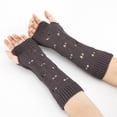 thumbnail image 4 of Arm Warmers Fingerless Gloves Knit Wrist Warmers Fingerless Gloves Knitted Arm Warmers with Thumb Hole for Women Girls, 4 of 8