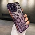 thumbnail image 2 of for iPhone 16 Plus Case with Bling 3D Floral Pattern, Girly Woman Cute Soft TPU Plated Silicone Gradient Glitter Sparkly Case Shockproof Protective Cover for iPhone 16 Plus 6.7" (Purple), 2 of 13
