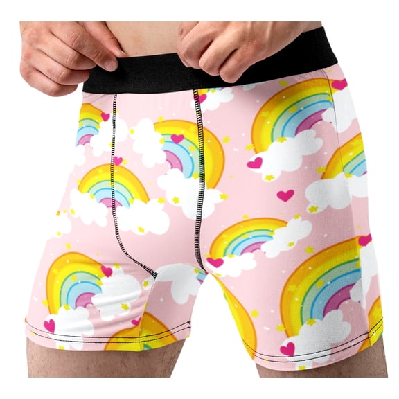 Mens Pink Rainbow Hearts All Over Boxer Briefs Valentines Day Underwear