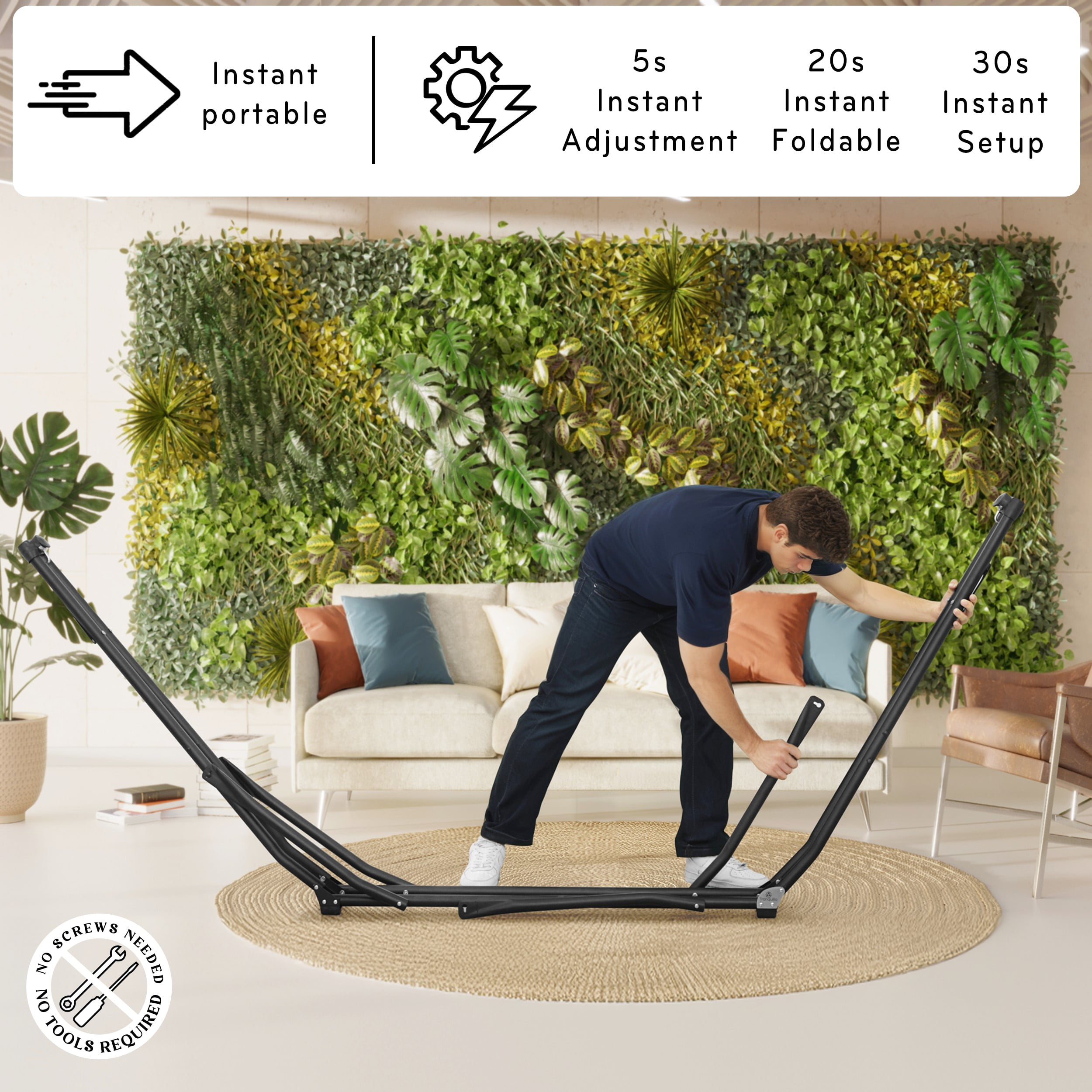 Tranquillo UniGen Hammock/Hammock with Stand for Outside, Double Hammock for 2 Persons Foldable Portable Hammock Stand 600 lbs Capacity/Portable Hammock with Stand Foldable, Moss Green