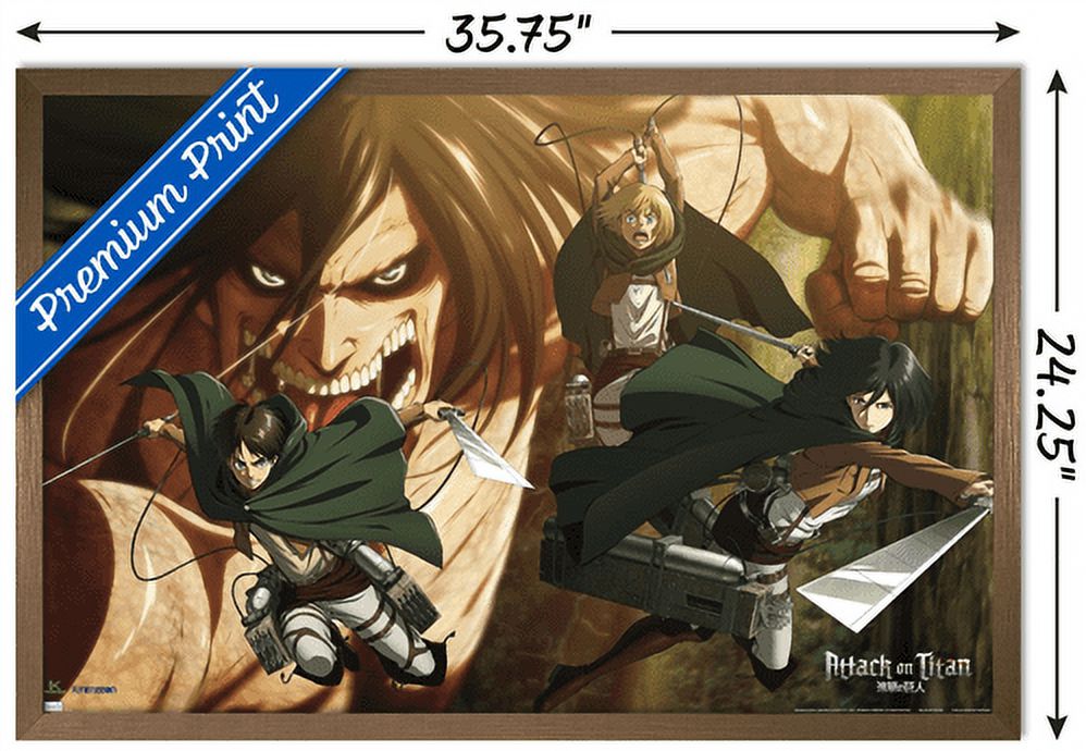 Attack on Titan: Season 2 - Attack Titan Wall Poster, 22.375" x 34", Framed
